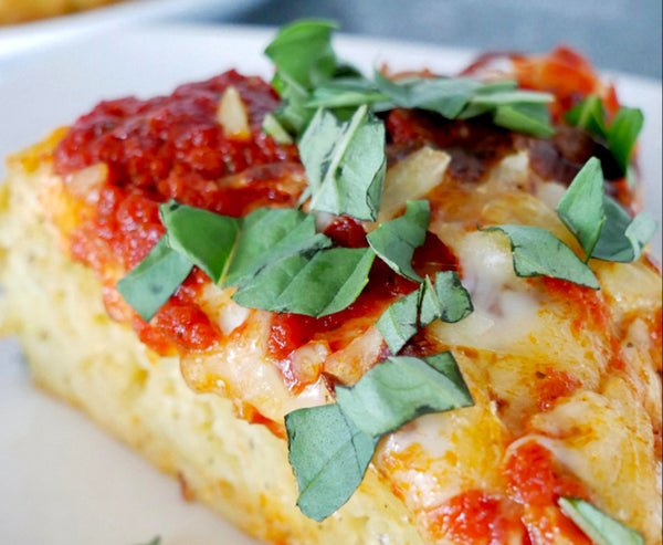 Spaghetti Pie with Tomato Basil Sauce