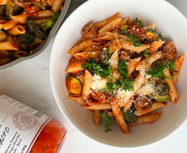 Vegetable Parmesan Penne with Pomodoro Sauce